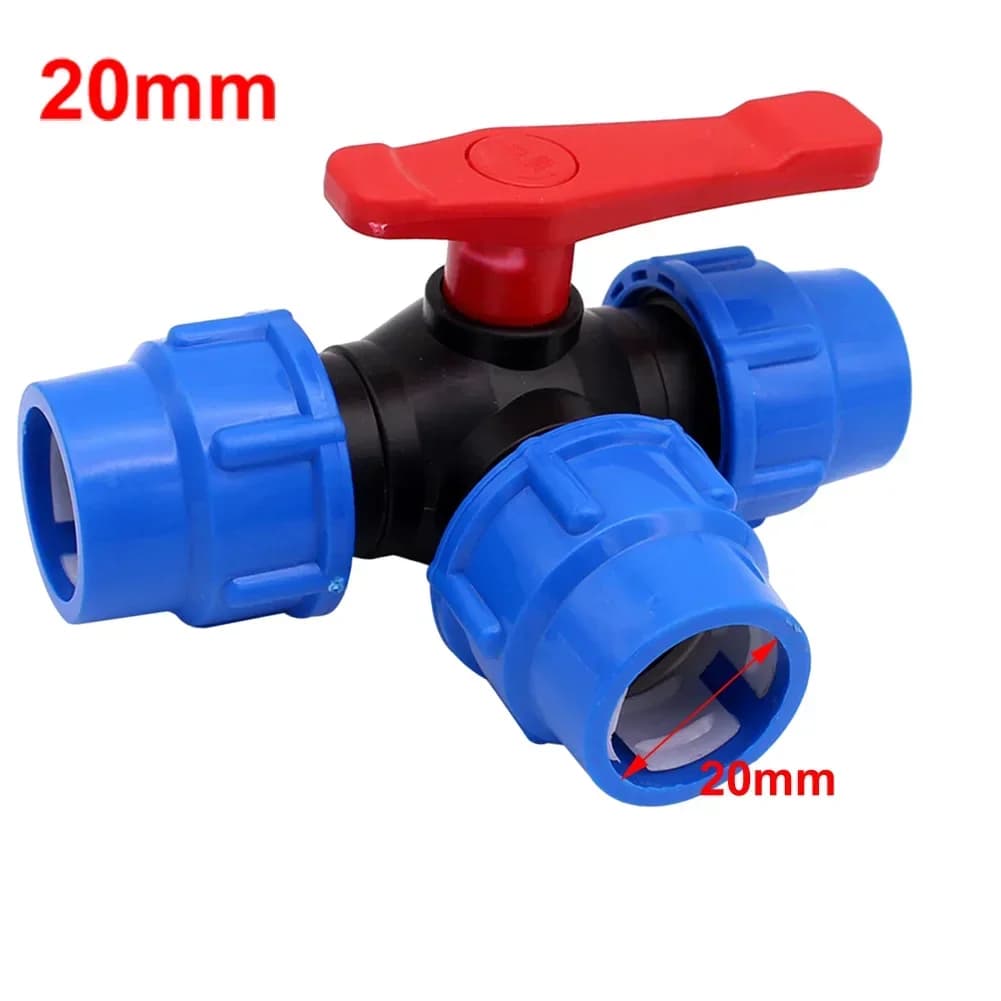 Tubo in PE di alto livello Valvola a sfera a 3 vie Valvola a sfera in plastica Tubo di collegamento da 20/25/32 mm Flusso d'acqua regolato Installazione semplice