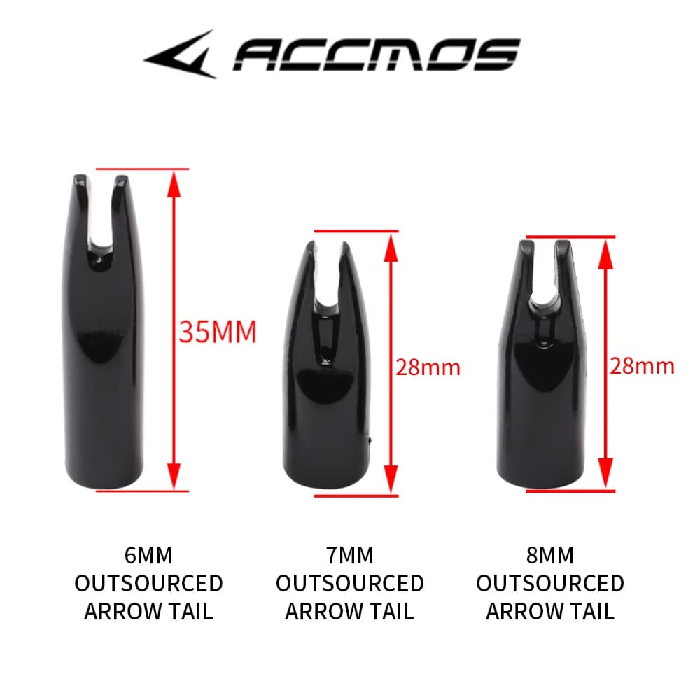 20 pz/sacchetto Coda per freccia esterna in plastica per tiro con l'arco, adatta per aste in fibra di vetro e carbonio con diametro esterno (OD) di 6mm, 7mm, 8mm, accessorio per tiro