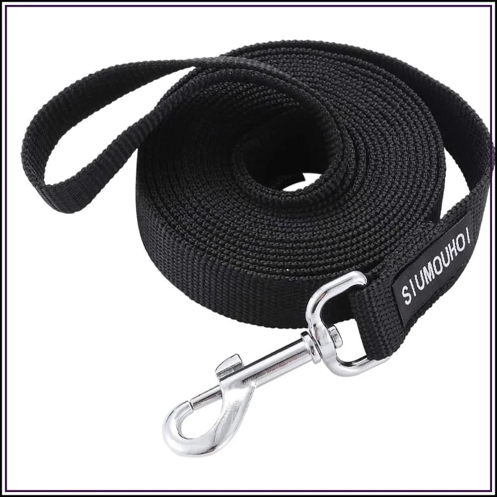 10ft Nylon Dog Training Leash, 1" Wide, Strong & Durable for Small/Medium Dogs, Black