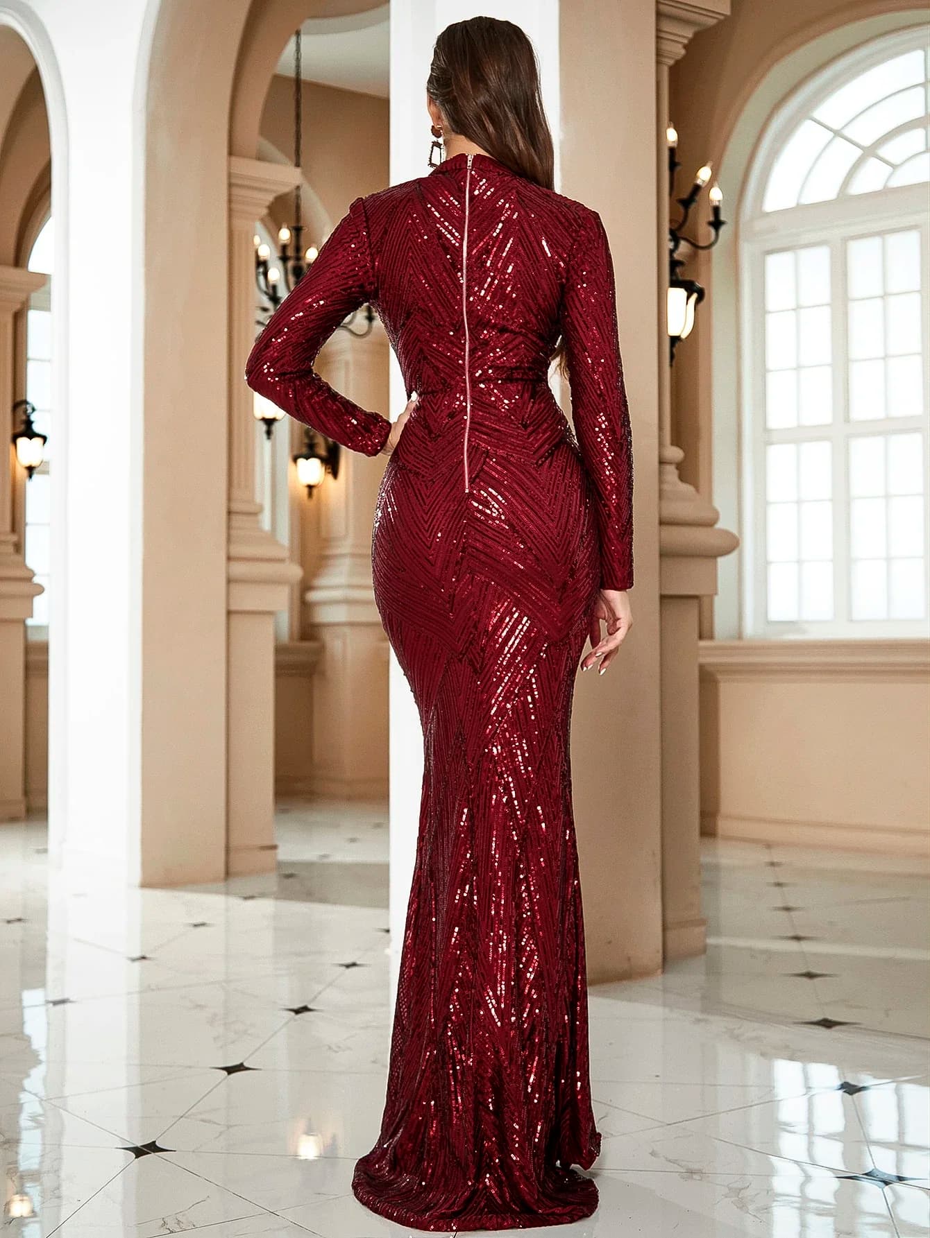 LOVE&LEMONADE Mermaid Hem Sequin Formal Gown Party Dress Wedding Guest Dress Evening Dress Spring