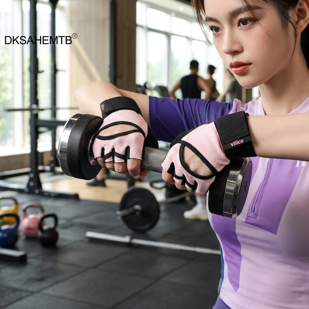 Breathable Half Finger Workout Gloves With Silicone Grip And Tpu Cushioning, Anti Slip For Gym Yoga Cycling Women