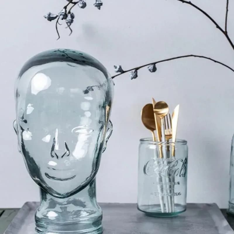 Royi Store Spanish Handmade Glass Transparent Human Portrait Desktop Ornament Retro Decoration Headphone Stand