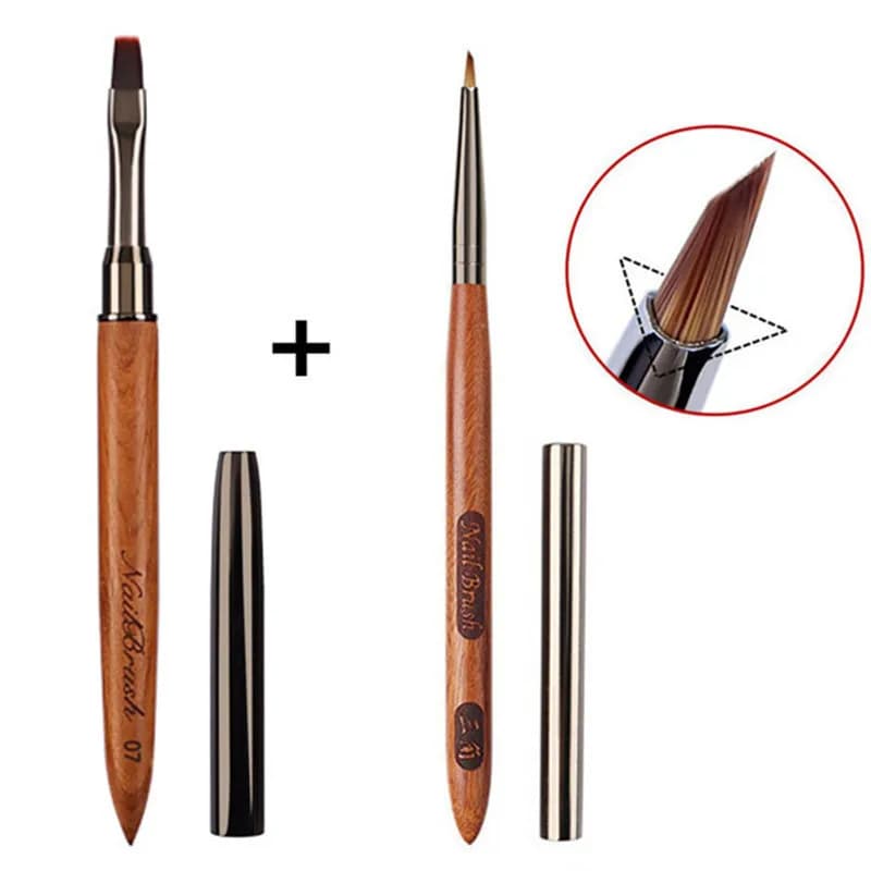 Set di 2 Pennelli per Nail Art, Pennello Triangolare a Petalo per Decorazioni, Penna per Pittura Unghie, Pennelli per Gel UV Acrilico, Strumento per Manicure con Cristalli