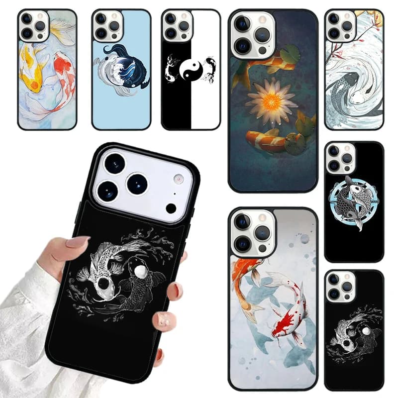 Ying Yang Koi Fish Phone Case For iPhone 17 16 15 14 13 12 11 Pro Max 17air Shockproof Cover Fundas