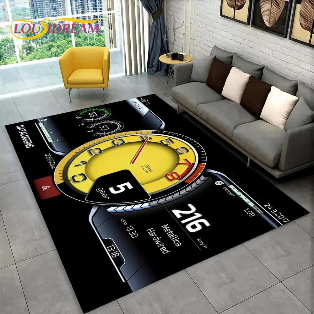 Tappeto per cruscotto da corsa 3D grande, tappeto per soggiorno, camera da letto, divano, cucina, zerbino, tappetino antiscivolo per bambini