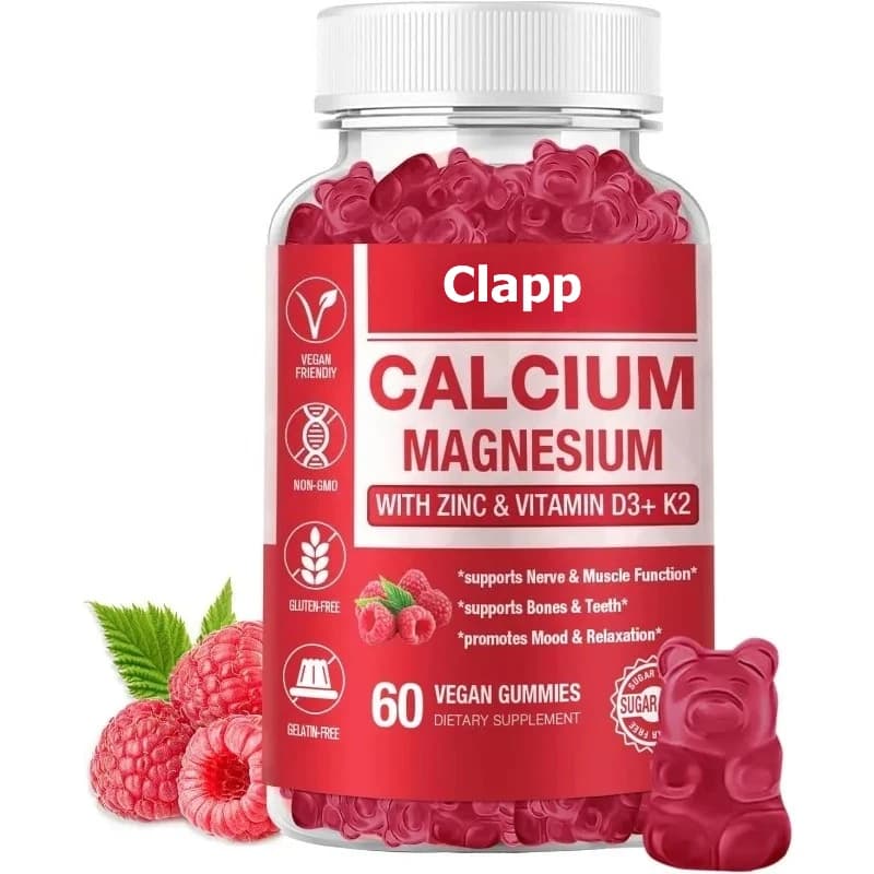 Calcium, magnesium and zinc gumella with vitamin D3 supplements, bone, muscle and immune health benefits, gluten-free