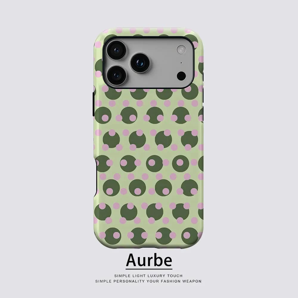 Green Pink Dot Tile For Magnetic Phone Case For IPhone 18 17 16 15 14 13 Pro Max Plus Single Double-Layer Tough Case