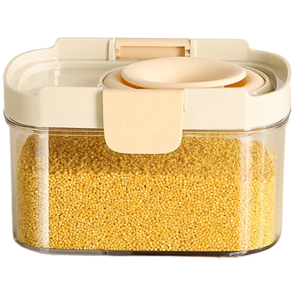 Built-in Silicone Seal Stackable Container for Dry Food Storage Including Rice For Grains Beans Flour and Cereal