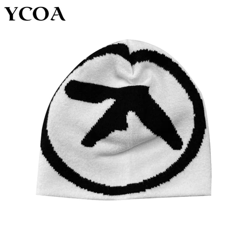 Cappello da donna Berretti a maglia Aphex Twin Caps per uomo Y2k Streetwear Moda invernale Pullover Kpop Vintage Goth Warm Hip Hop Unisex