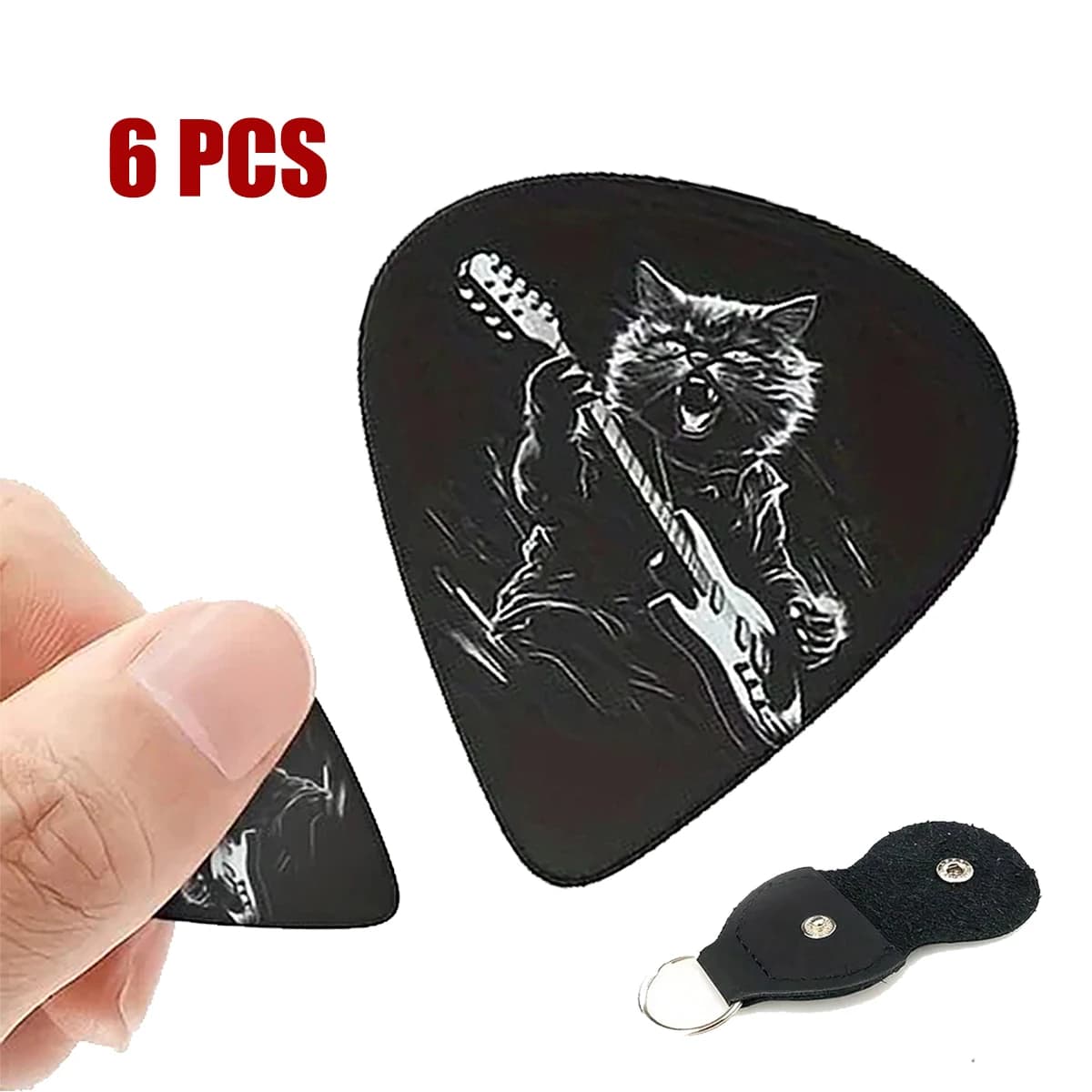 Miwayer 6 PCS Guitar Picks Set with Case - 3 Thickness (0.46/0.71/1.00mm) for Acoustic/Electric Guitar/Bass, Double-Sided Art