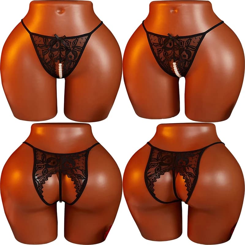 Perlato T Biforcazione Perizoma sexy Donna Nessuna traccia Crotchless Lingerie Fianchi aperti Slip Maglia femminile Trasparente G String Mutandine erotiche