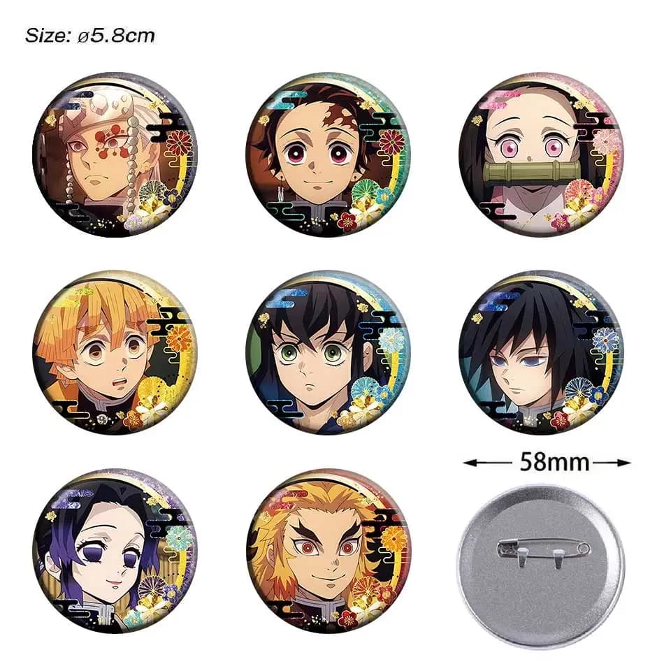 Spilla da 58 mm Demon Slayer anime, accessorio di Toshiru Muichiro, spilla a forma di farfalla ninja, Tomioka Giyuu, badge fatto a mano, regalo carino, giocattoli