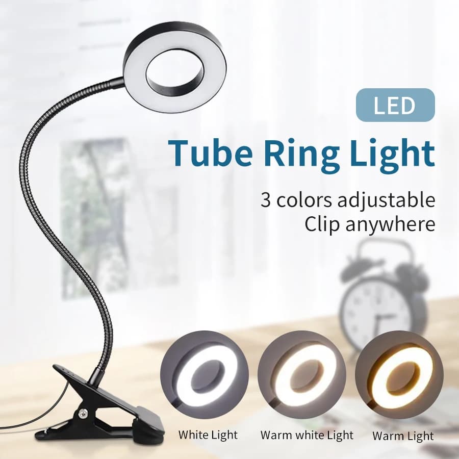 Mini lampada da libro USB 48 LED Lampada da scrivania con clip 360 ° Lampada da lettura flessibile per protezione degli occhi a collo di cigno Lampada da viaggio pieghevole