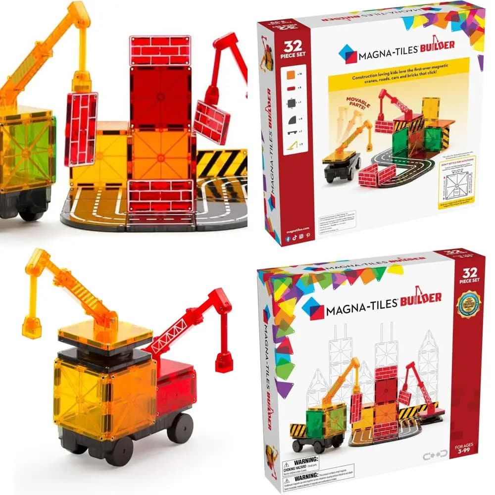 Set di costruzione magnetica originale da 32 pezzi MAGNA-TILES per costruzioni creative