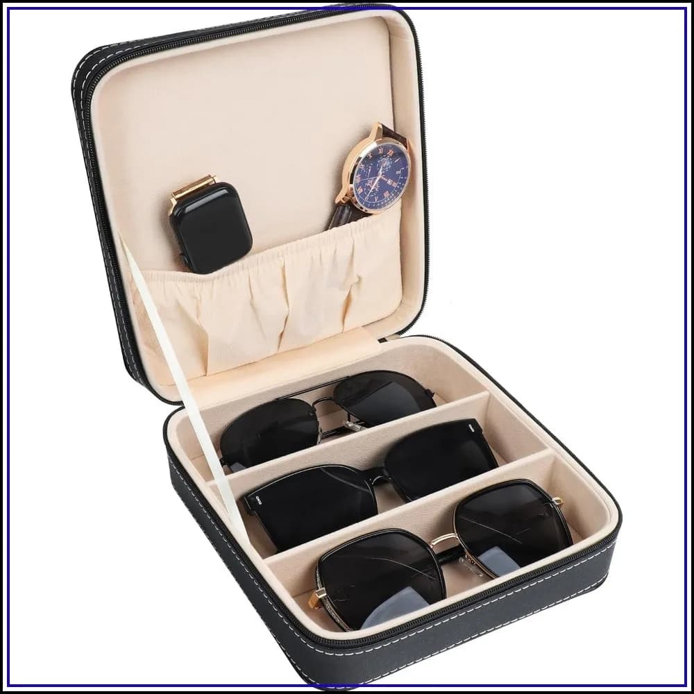 Travel Sunglasses Organizer Case for Multiple Pairs, Men Women