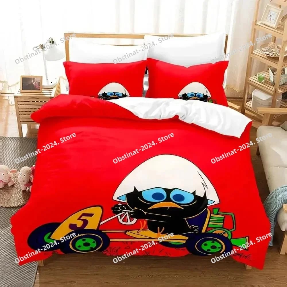 Anime Cute Calimero Bedding Set Printed Bed Set Duvet Cover Sheet Pillowcase Bed Soft Quilt Cover Full Queen King Size