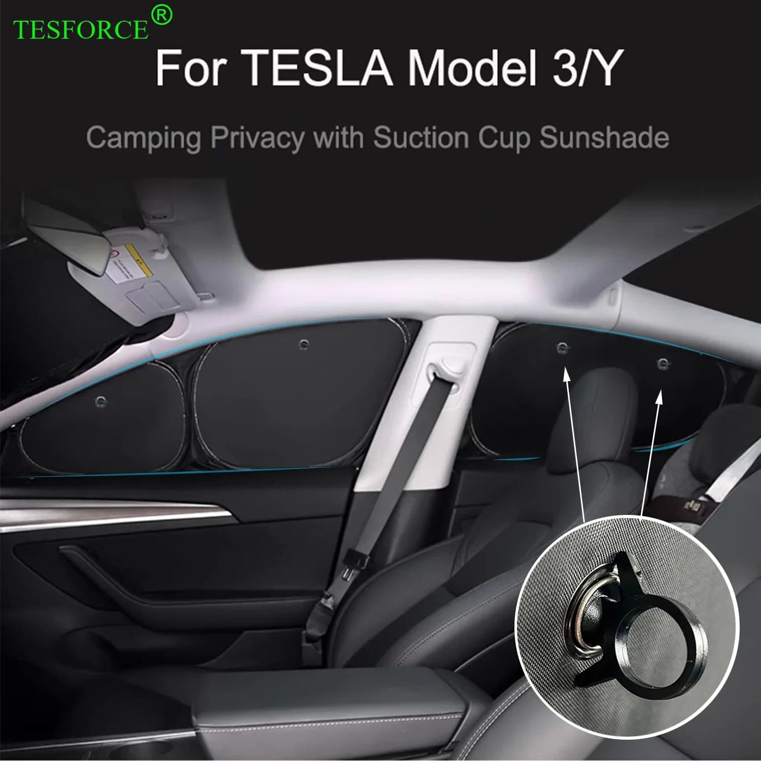 Per Tesla Model3/Y 2017-2025 Privacy Parasole Custom-Fit con Ventosa Finestra Laterale Parasole Cieco Ombreggiatura per Escursioni in campeggio