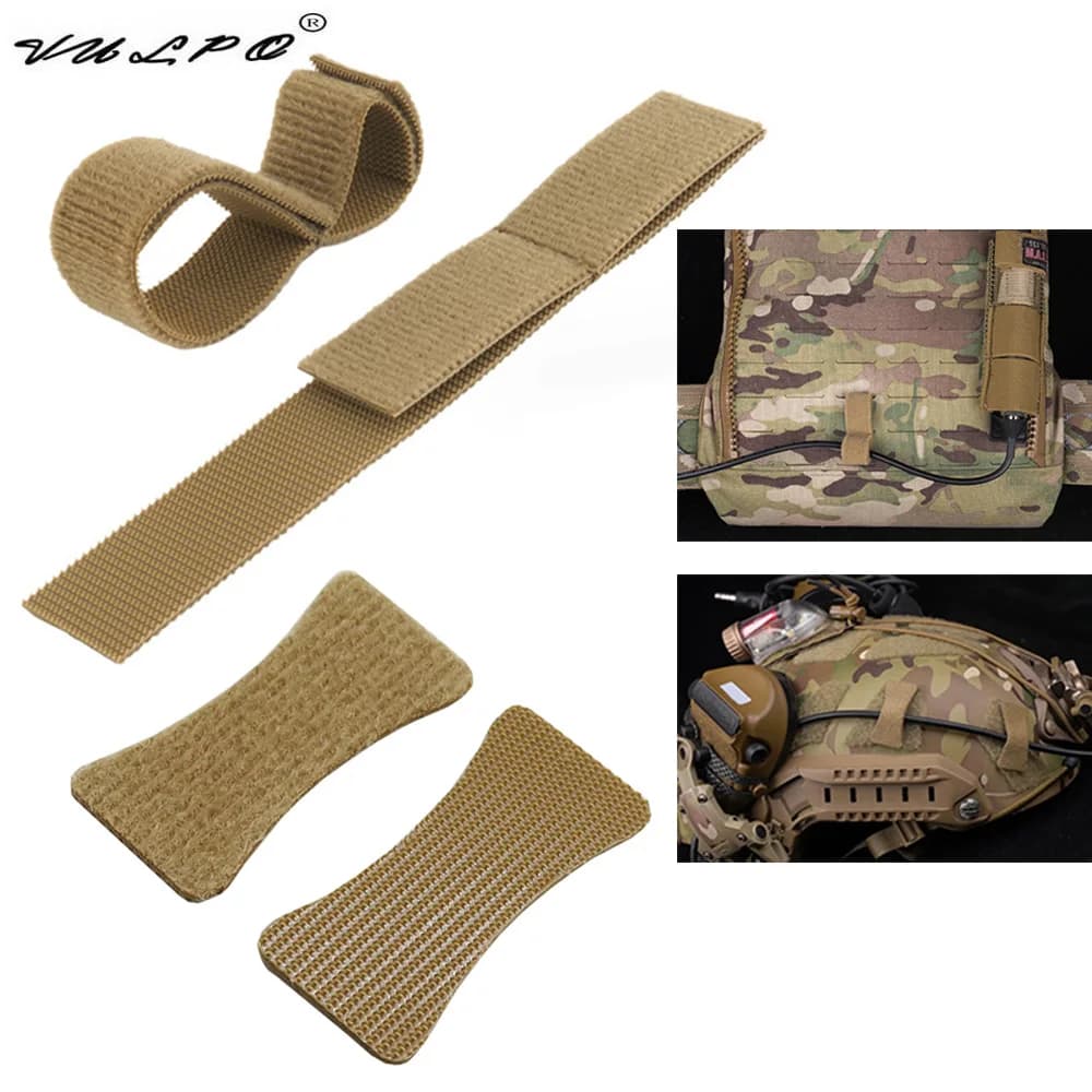 Kit per la gestione dei cavi dei cavi Cinghia di archiviazione Molle Cavo di comunicazione elettronica Gancio ad anello Organizzatore per casco gilet tattico