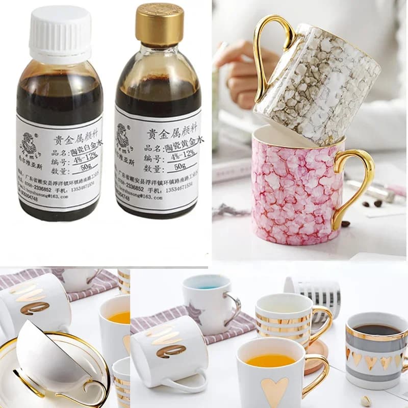 10g/bottle Ceramic Gold Water Content Metal Pigments DIY Pottery Craft Products Enamel Depiction Gold Decorative Paint