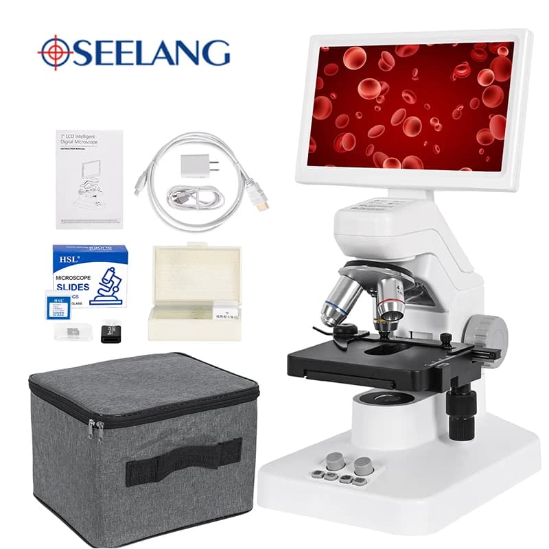 160x-1600x microscopio per studenti 7 pollici LCD Digital HD microscopia telecamera biologica scuola famiglia scienza educazione giocattoli da laboratorio regali