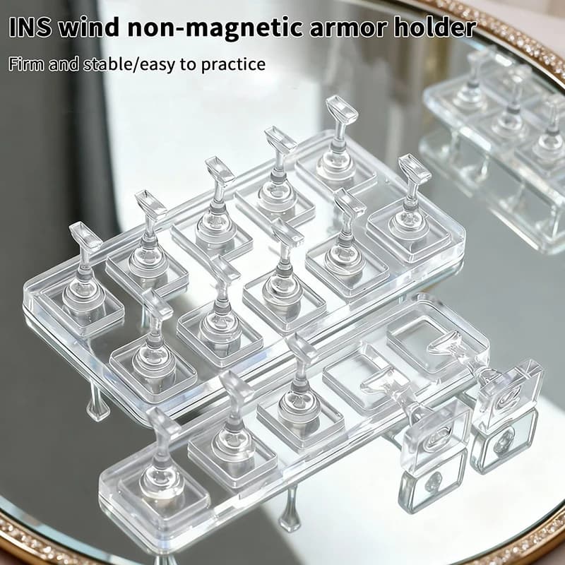 New Non-magnetic Nail Display with 1/5/10 Parts, Reusable Nail Tips and Nail Tips