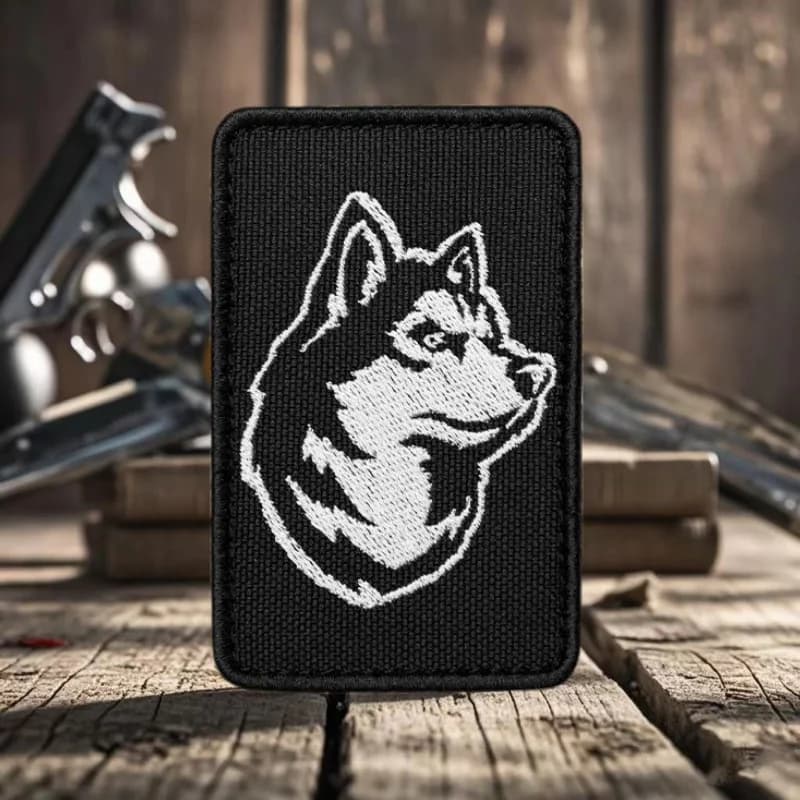 Toppe ricamate "Husky" Toppa con gancio e anello per cani carini sui vestiti Adesivi per zaino tattico con distintivo morale militare