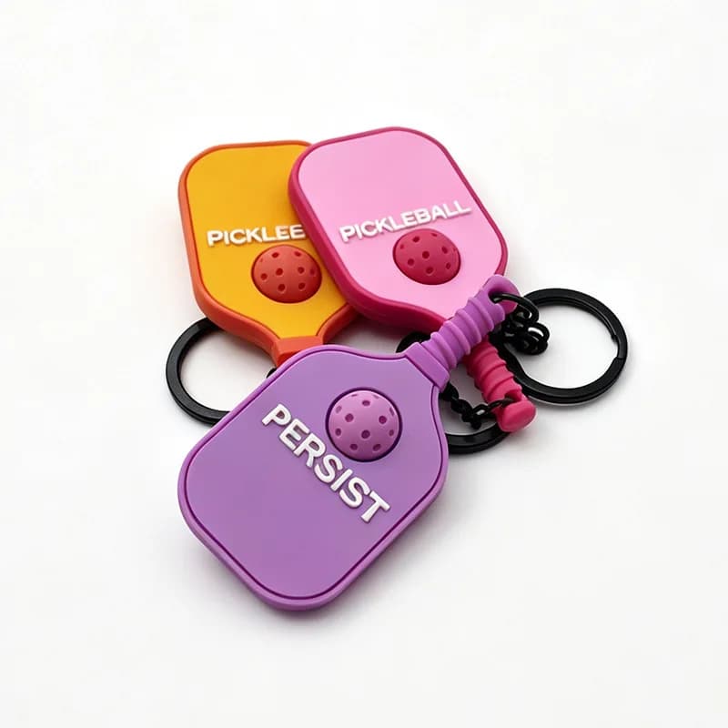 Pick Tennis Racket Keychain Accessories for Women PVC Soft Rubber Sports Car Key Charms, Cute Keychain Purse Charms for Handbags