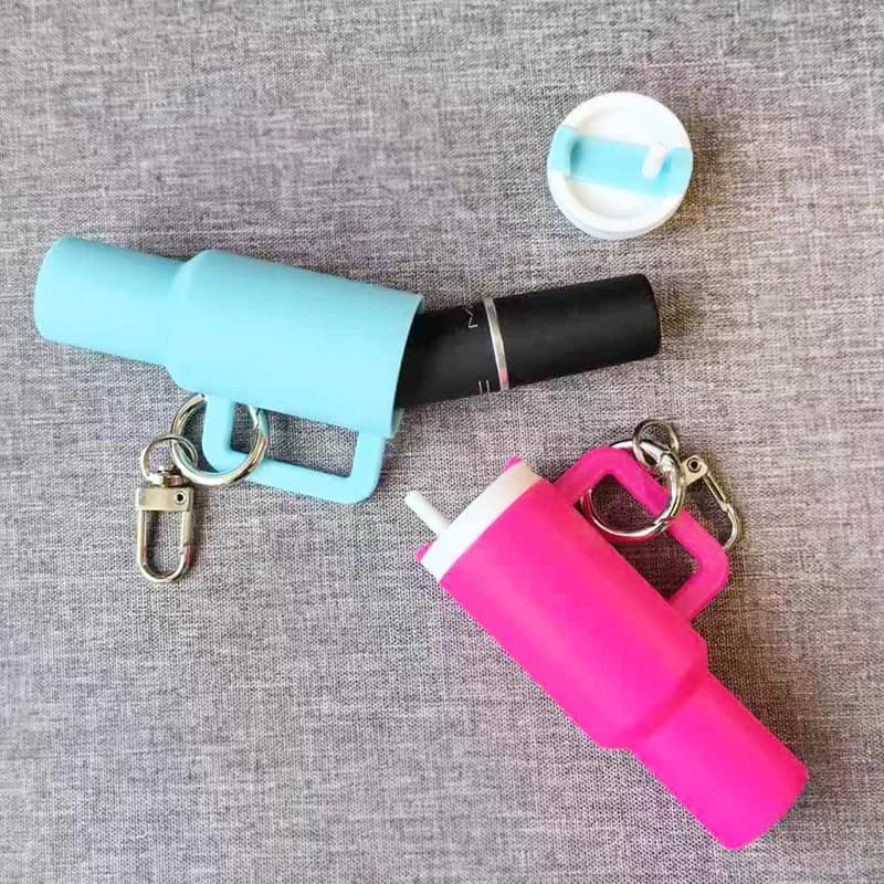 New Mini Stanley Tumbler Keychain Chapstick Holder, Portable Ice Cup Key Chain Pendant, Lip Balm Storage Accessory for Backpack Bag Hanging