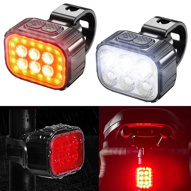BUCKLOS Luce per bicicletta Luce anteriore posteriore per bici 1100mAh/300mAh Torcia per ciclismo Ricarica USB Lampade per guida su strada MTB impermeabili