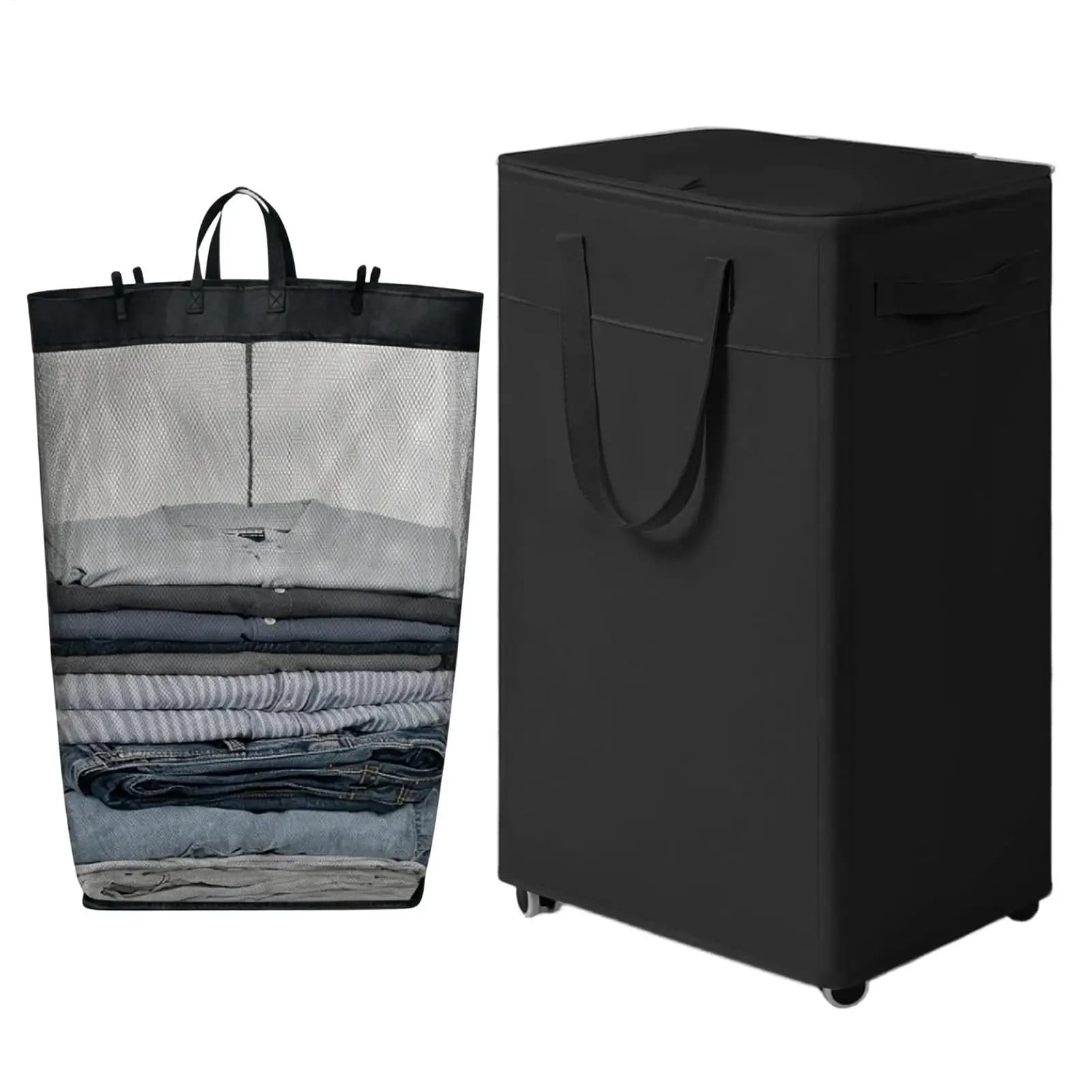 Laundry Hamper With Wheels 75L Storage Bin With Removable Wash Bag And Handle Rolling Hamper For Bedroom Bathroom Dorm College