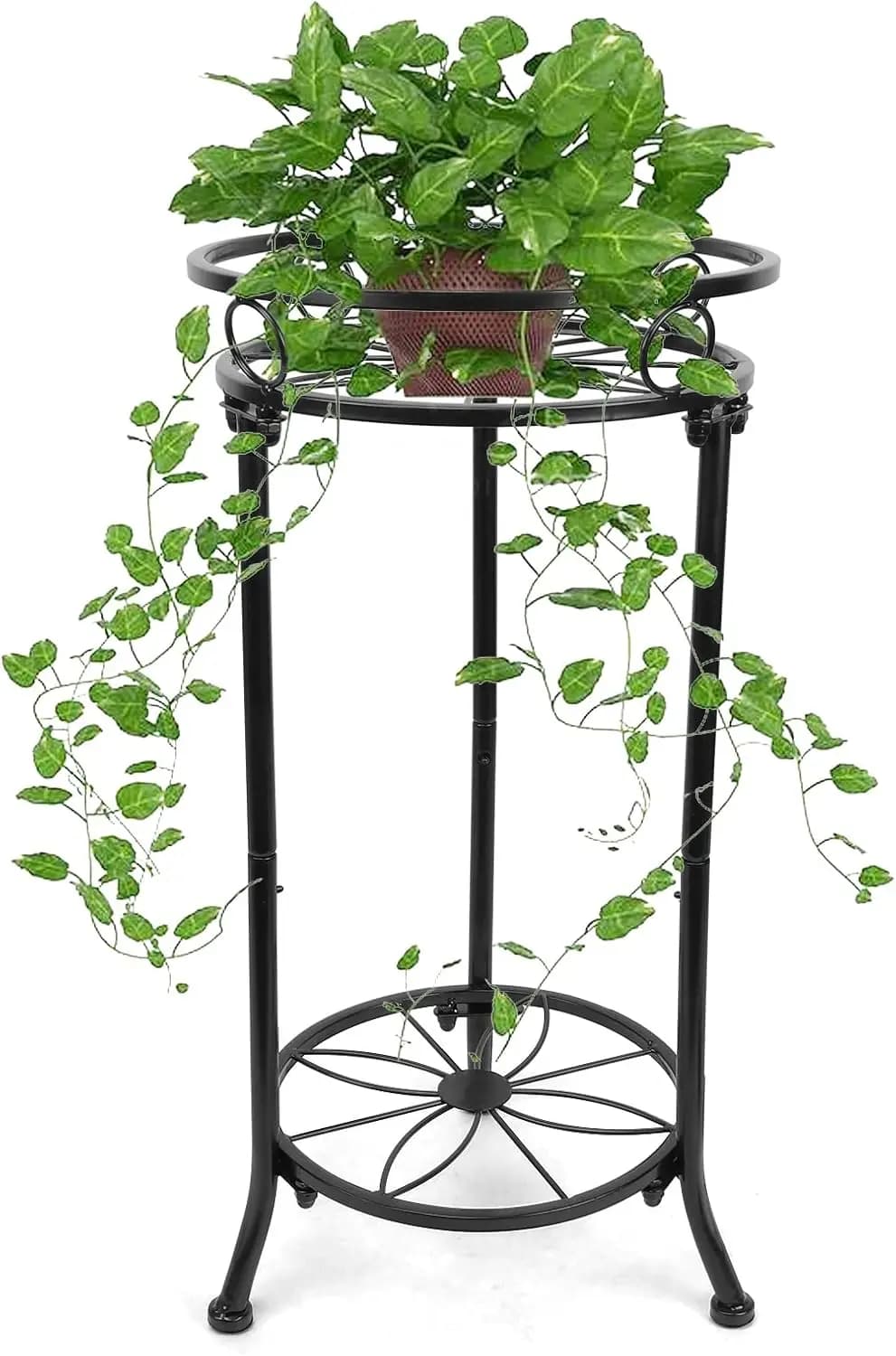 Support for 2 Levels in Metal, for Interior and Exterior, High, Anti-rust, Robust, Corner shelf for Plants in Vase, Garden, Balcony, Patio, Office, Home