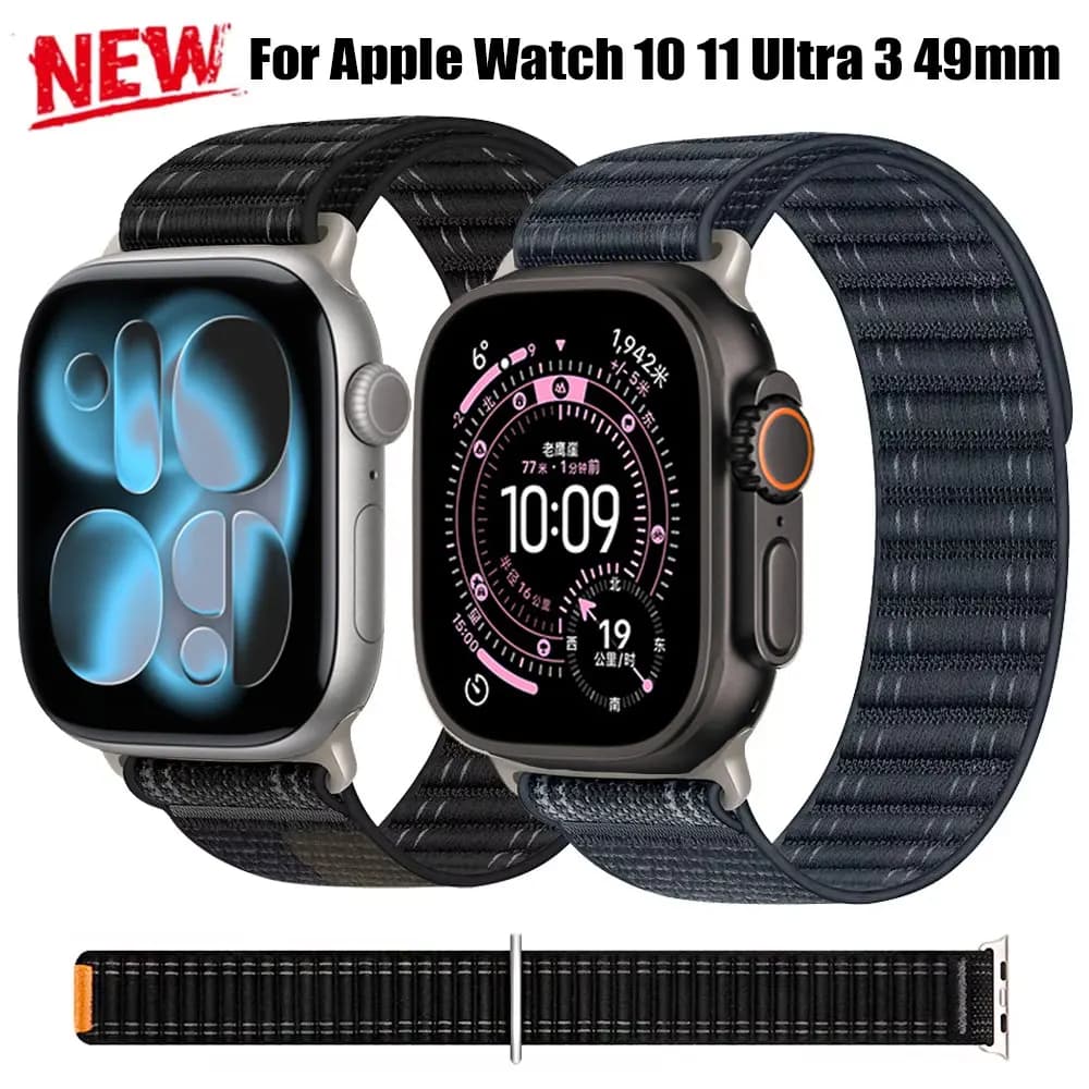 Cinturino in nylon per Apple Watch 10 11 46mm 42mm Bracciale intrecciato per Iwatch Series 10 9 8 44/40/38 Ultra 3 49mm Accessorio Smartwatch