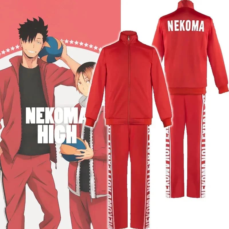Haikyuu!! Nekoma High School Uniform Kuroo Tetsurou Kozume Kenma Cosplay Costume Coat Jacket Pants Volleyball Jerseys Sport NM34