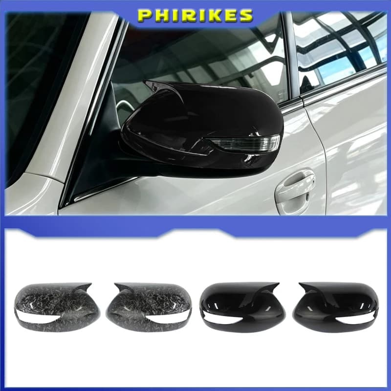 2Pcs For Subaru Legacy 2006 2007 Wing Mirror Shell Cover Trim ABS Glossy Black Carbon Fiber Decoration Stick On