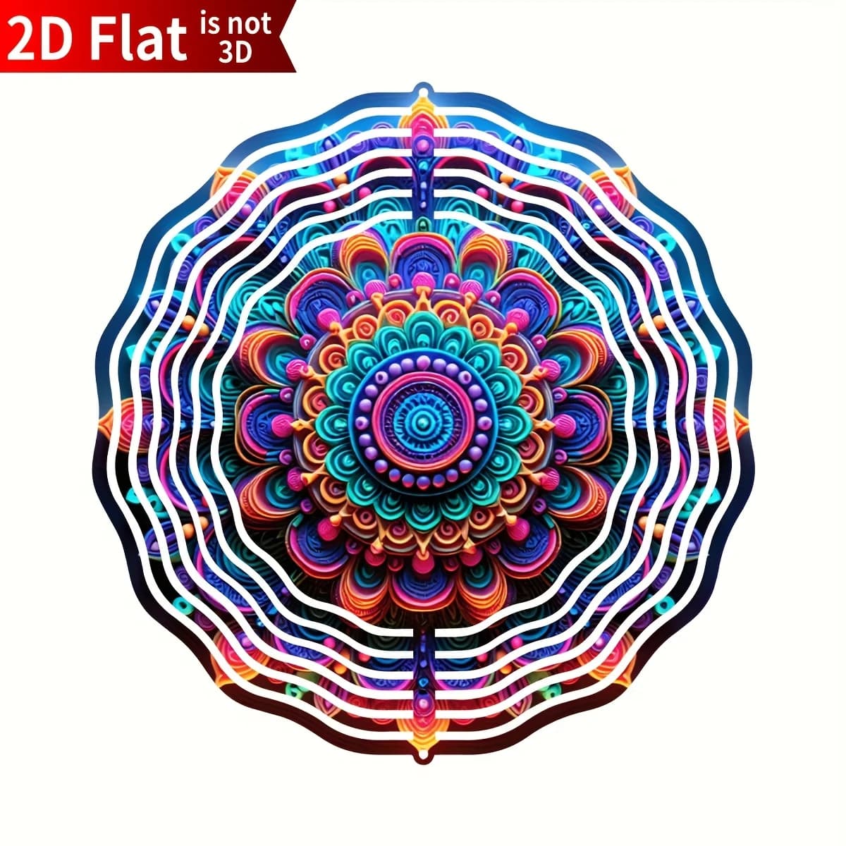 1pc 2D Flat Acrylic Mandala Wind Chime Stainless Steel Kinetic Yard Art Decorations Indoor And Outdoor Decoration