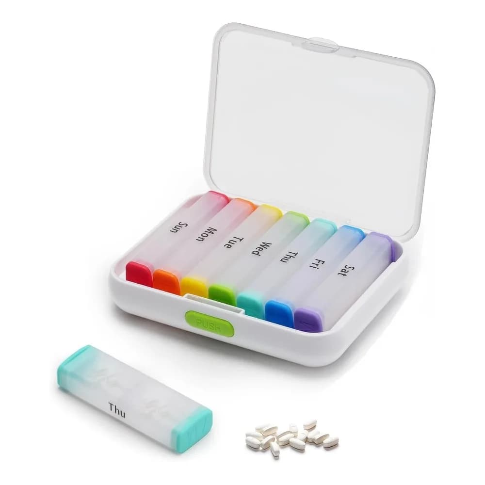 New Hot Portable Weekly Premium Pill Box Storage Organizer Box 2 times daily 14 grills for FishOil Medicines Vitamin Supplements
