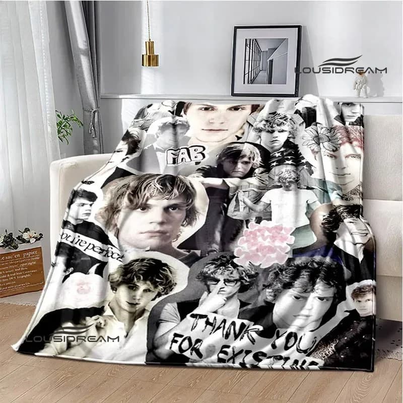 Coperte stampate con motivo 3D Evan Peters, coperte calde per bambini, coperte per letti, coperta da picnic, regalo di compleanno