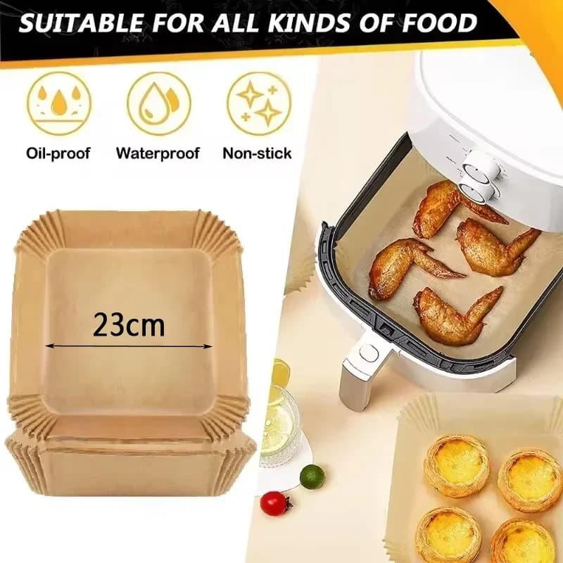 Carta da forno per friggitrice ad aria 50/100 pezzi per piastra barbecue rettangolo quadrato rotondo pad pad tappetino antiaderente fodera a prova di olio utensile da cucina