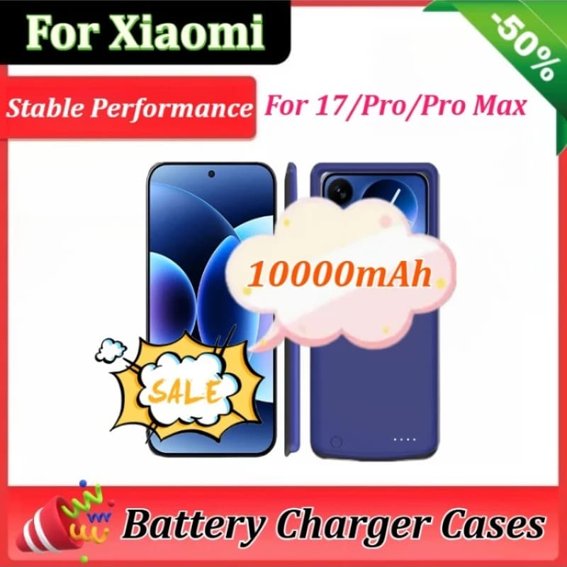 Custodie Caricabatterie da 10000mAh per Xiaomi 17 / Pro / Pro Max, Power Bank Portatile con Clip Posteriore, Accessori per Telefoni Cellulari