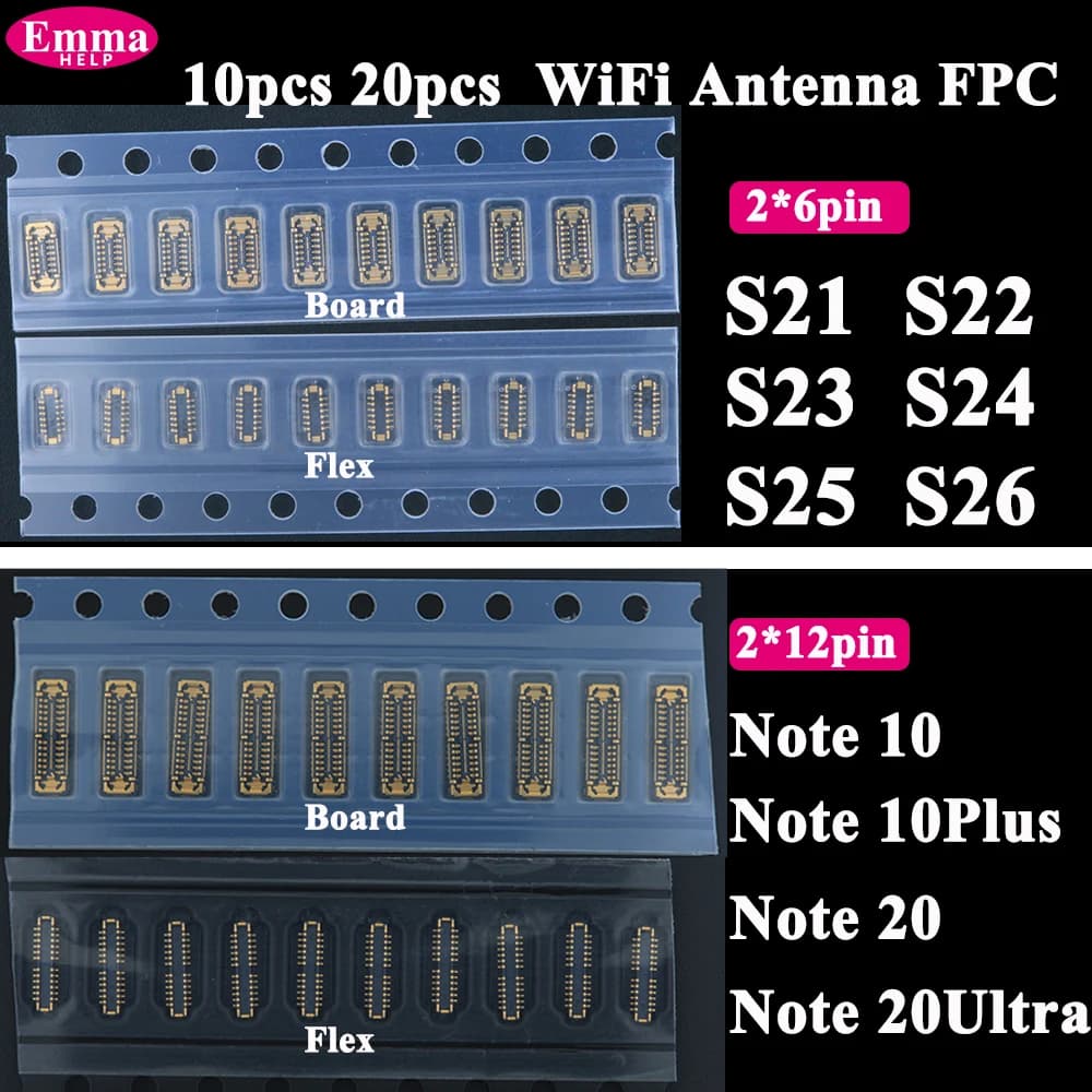 10/20pcs WiFi Antenna FPC Connector for Samsung S26 S25 S24 S23 S21 Note 20 Ultra 10 Plus Board On Flex Signal Contact Plug
