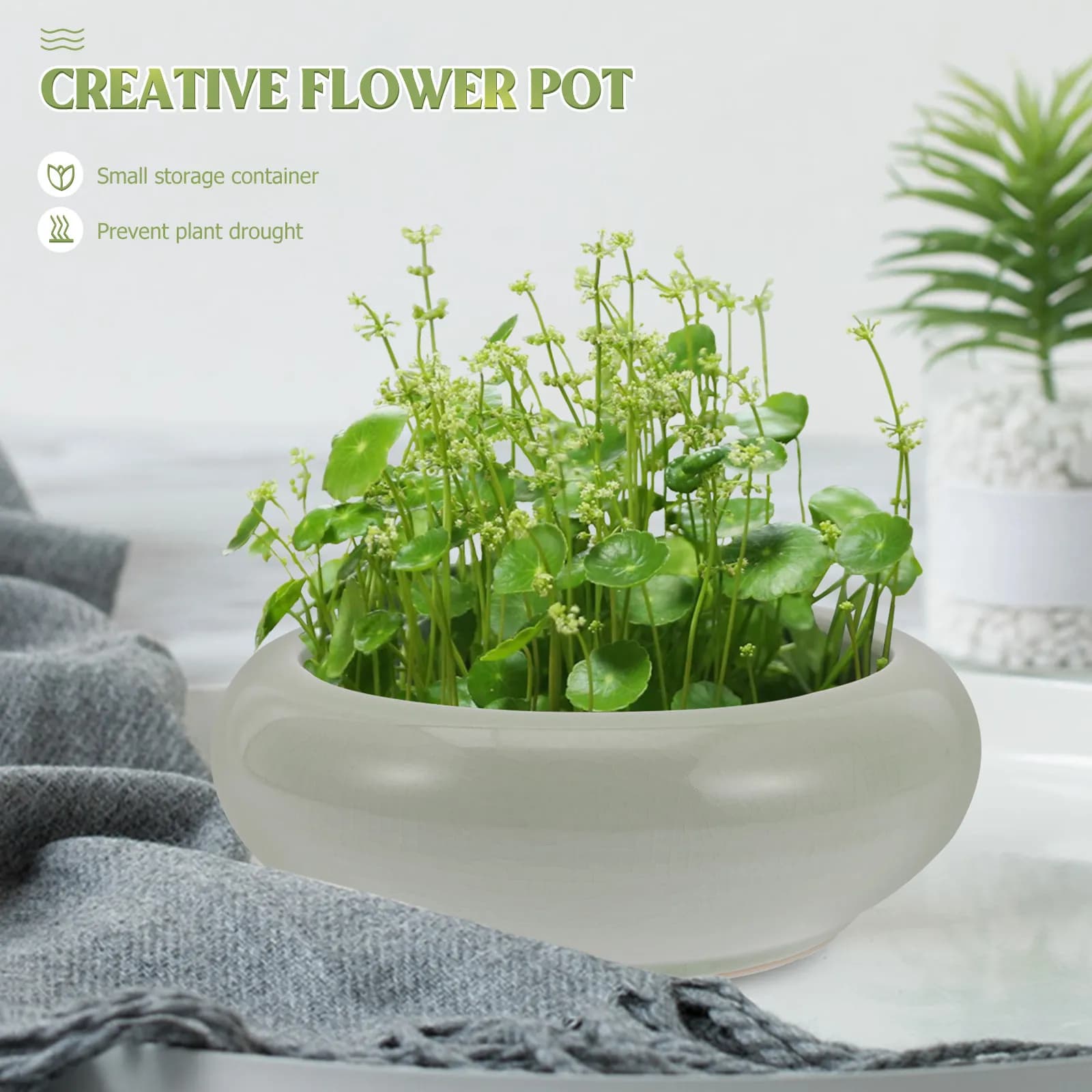 Kiln Ceramic Flower Pot Creative Succulent Planter Decorative Garden Flowerpot Home Decor Outdoor Planting Container
