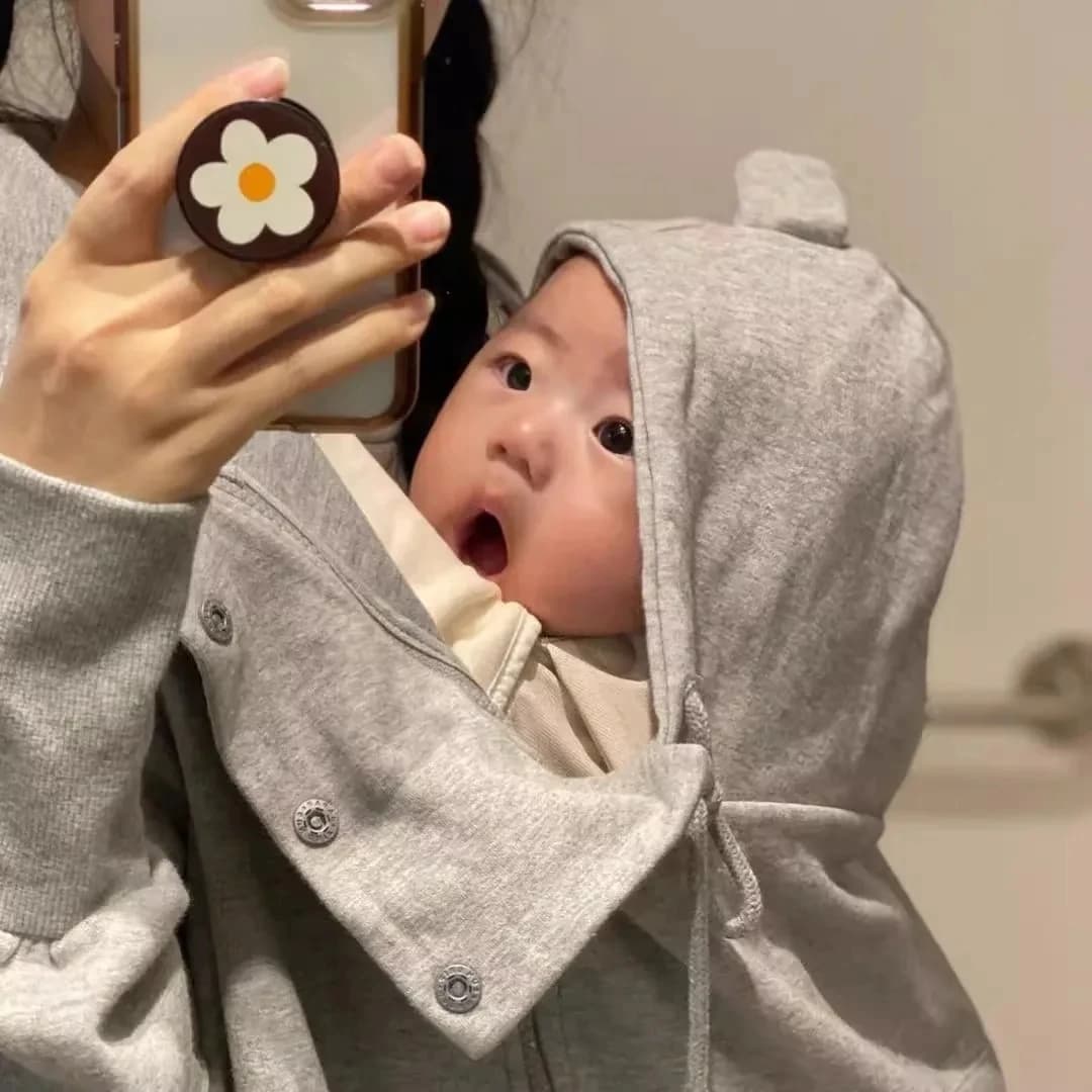 Felpa con cappuccio per mamma canguro Marsupio Completo all-in-one Papà Bambino che tiene Capispalla per bambino Autunno Inverno Vestibilità ampia Lunga con cappuccio