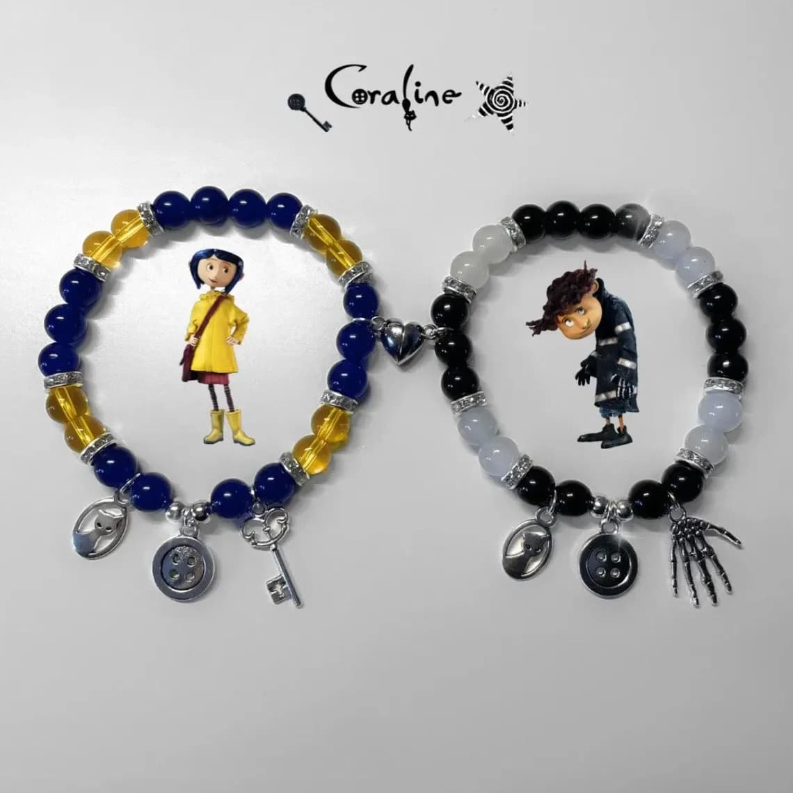 Braccialetti da abbinamento Coraline e Wybie, braccialetti per coppie, regali per coppie, Halloween, regali di San Valentino