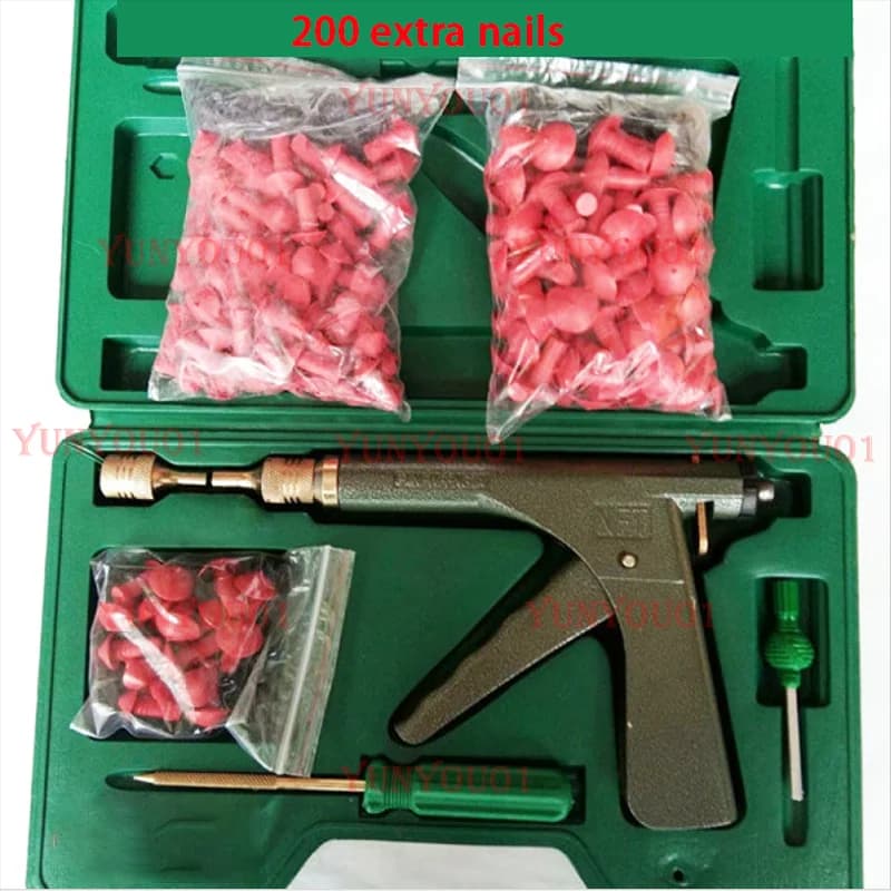 Kit Riparazione Pneumatici Senza Camera d'Aria per Biciclette, Tappo per Forature per Garage, Moto, Pistola per Riparazione Pneumatici Sottovuoto, Kit Riparazione Forature Auto