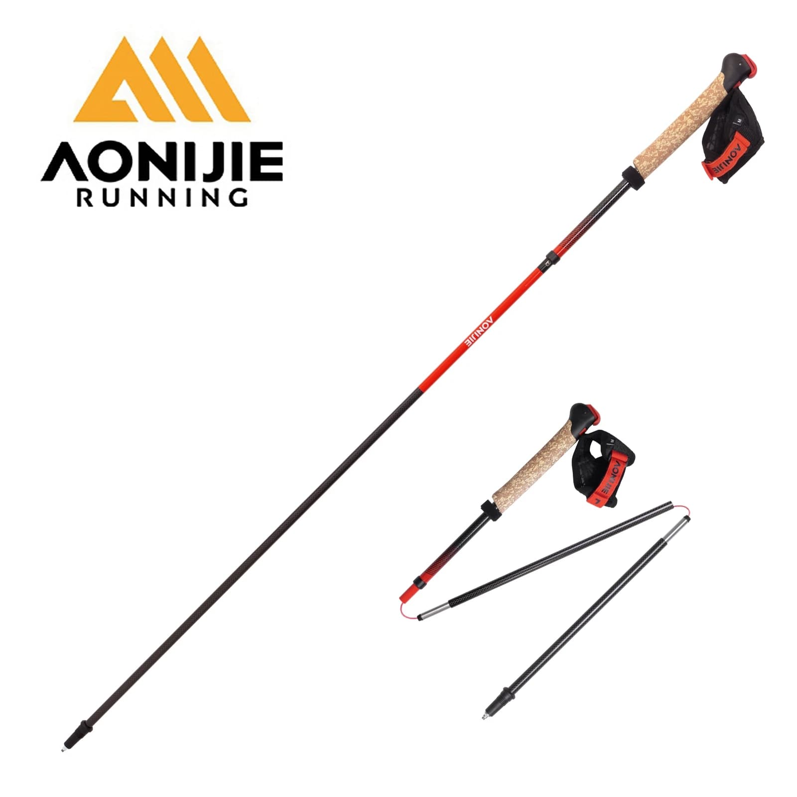 AONlJlE Outdoor Carbon Fiber Trekking Sticks, Foldable Hiking Sticks with Wing Handle for Women and Men E4218 A Paio