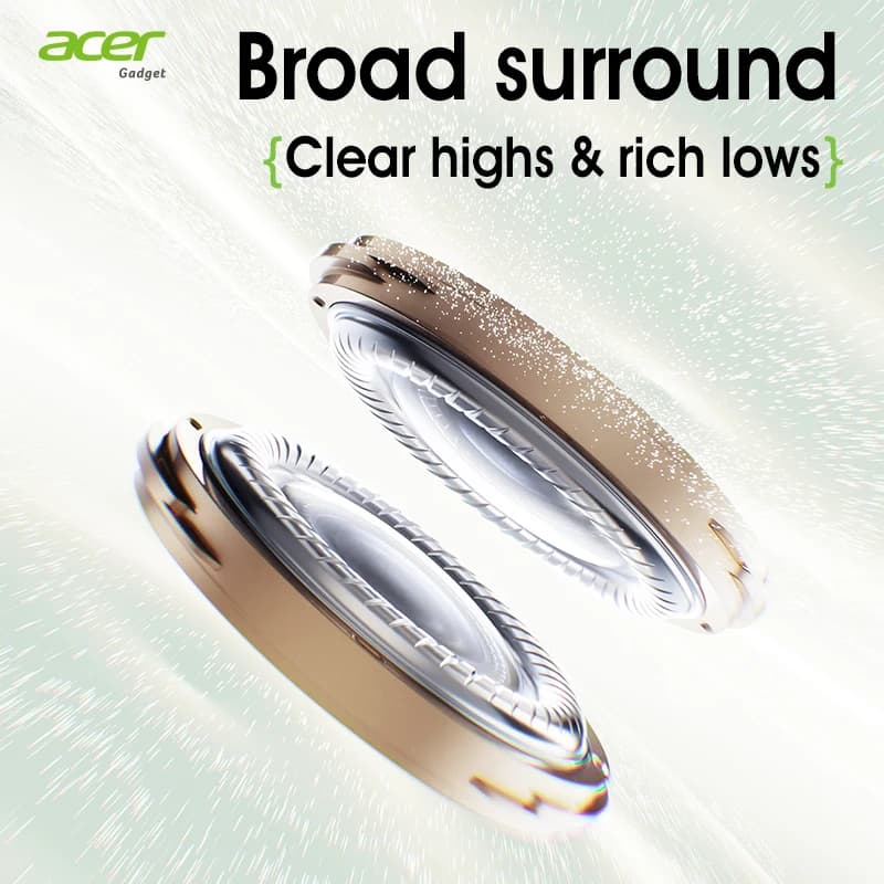 Auricolari Bluetooth wireless Acer Ohr617 con design in-ear, microfono integrato ad alta definizione, riduzione del rumore per le chiamate