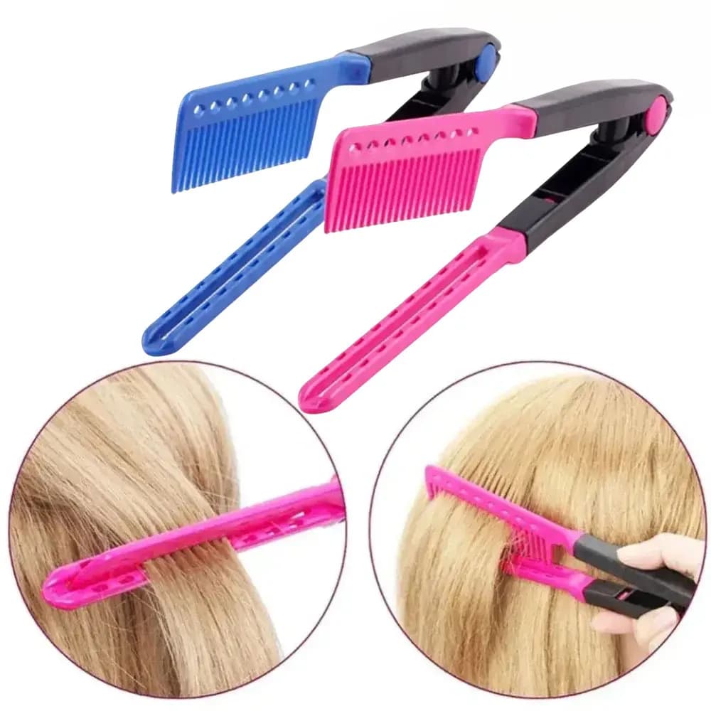 Spazzola Lisciante Pieghevole a V 1PC, Strumento per Arricciare e Lisciare i Capelli, Pettine per Acconciature su Capelli Naturali