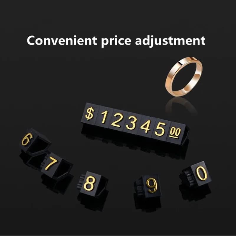 10 strisce 4x6mm Numero combinato regolabile Dollaro Euro Prezzo Cubo Tag Montaggio Gioielli Prezzo Etichetta Display Cartello Titolare Tag