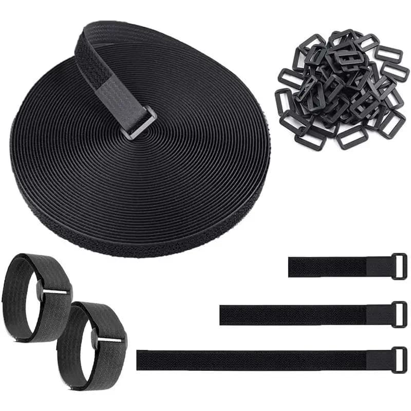 Cinghie ad anello autoadesive con fibbie Fascette di fissaggio in nylon riutilizzabili Nastro di fissaggio regolabile Gestione dei cavi per ufficio