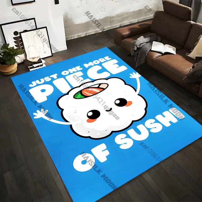 Printed carpets with 21 fun sushi theme motifs, for adult yoga mats, decorations for the living room, customized zerbini